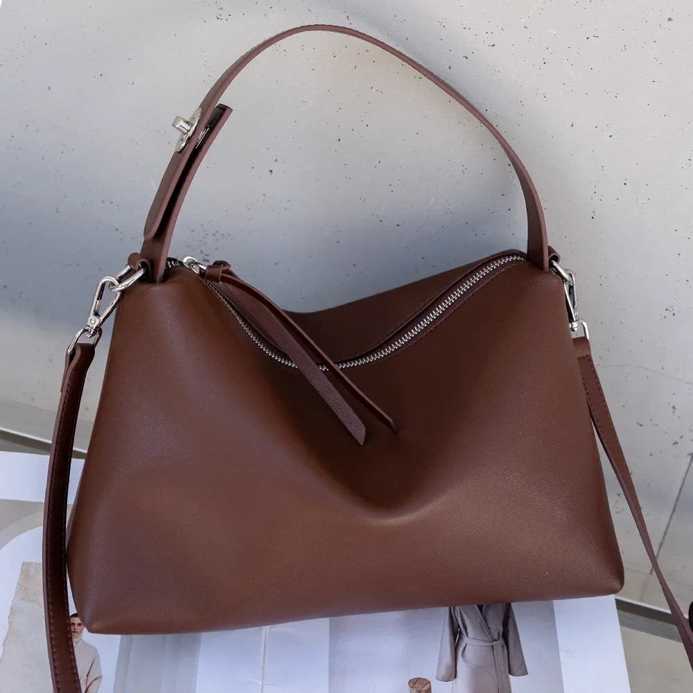 Genuine Grade Autumn Winter Big Boston Luxury Designer Tote Soft Matte Suede Leather Women Handbag Female Shoulder Crossbody Bag
