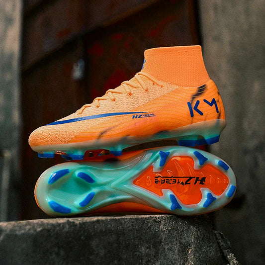 New Men Soccer Shoes Boys Cleats Adult Outdoor Breathable Football Boots Training Sport Long Spikes Non Slip Match Comfortable