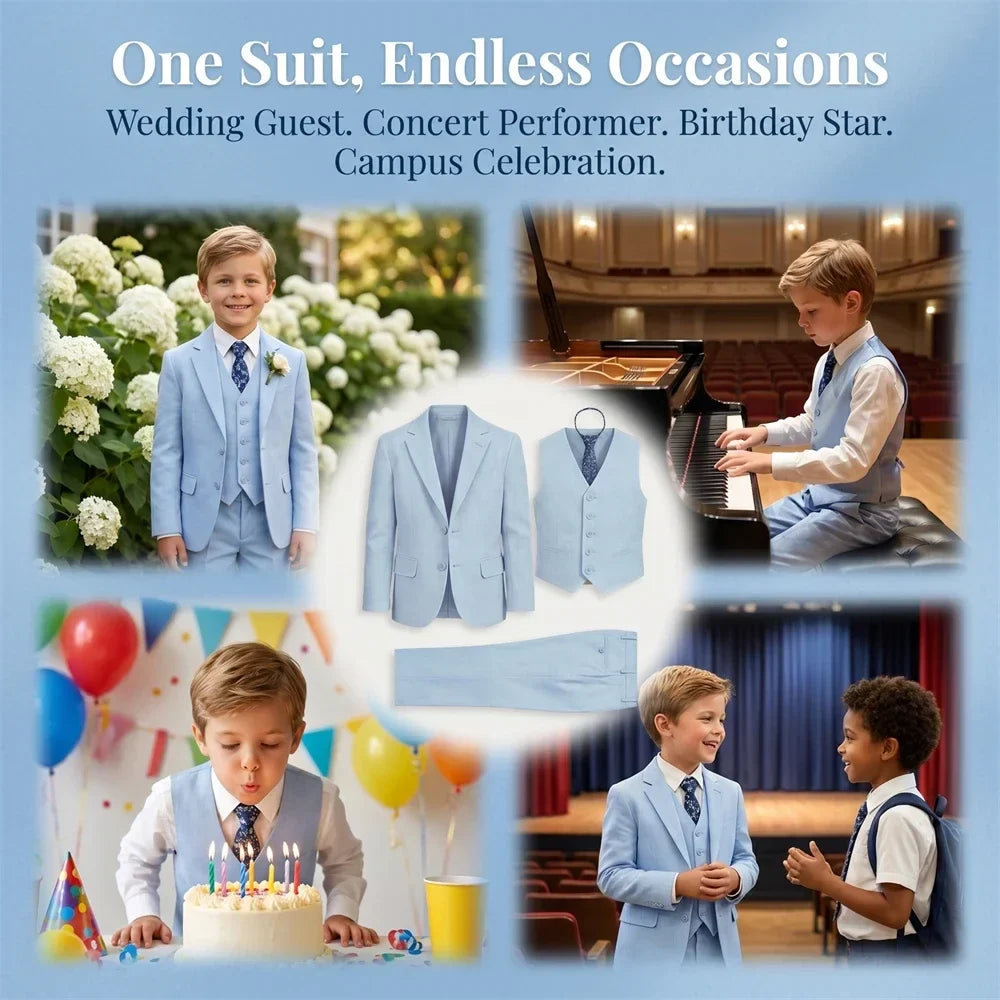 24H Ship Summer Linen Suit Set for Boys 3-14 Yrs, Breathable Lightweight Beach Wedding Suit for Kids, Communion High-End Suits