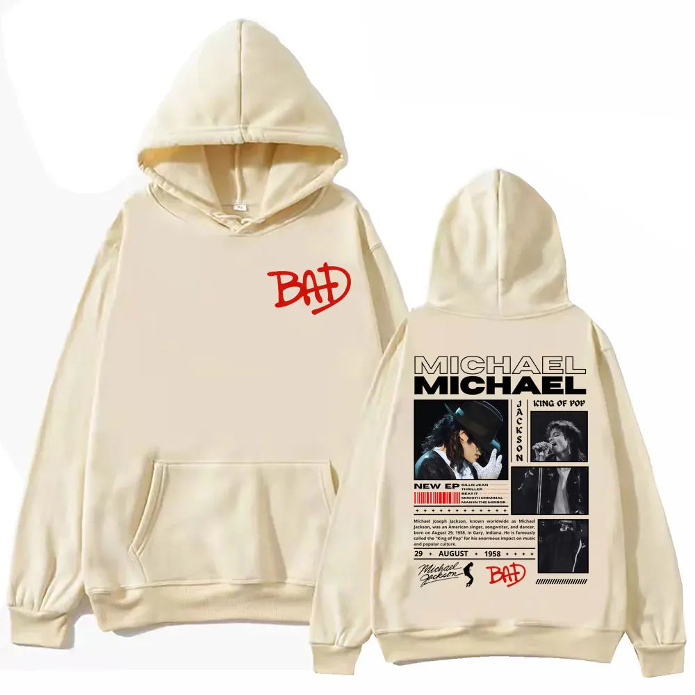90's Rock Singer Michael Jackson Merch Hoodies Fashion Vintage Hooded Sweatshirts Men Women Casual Loose Pullovers Streetwear