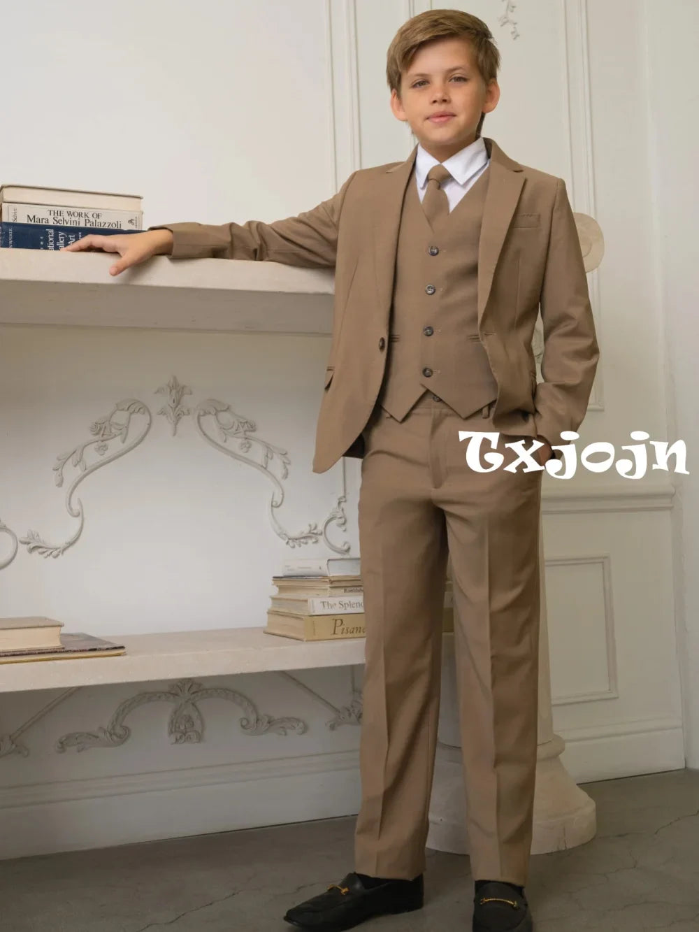 Boys Notched Lapel Suit Set 3 Pieces Wedding Ring Bearer Outfit Handsome Classic Kids Suits Birthday Party Outfit 2-20T