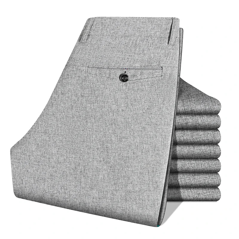 2026 Mens Trousers Dress Straight Pants Spring Summer Male Work Suit Pants Husband Father Black Grey Formal Pants