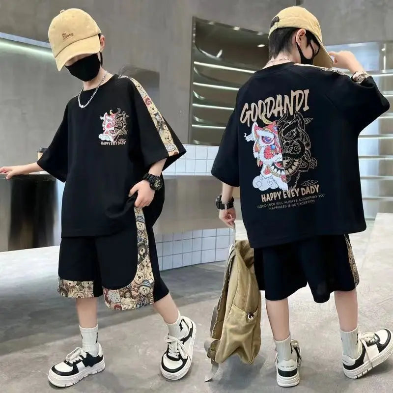 Plus Size Children's Clothing Boys From 4 T-shirts 7 12 Years Baby Summer Clothes Kids Boy Suit 2025 Top Outdoor Korean T-shirt