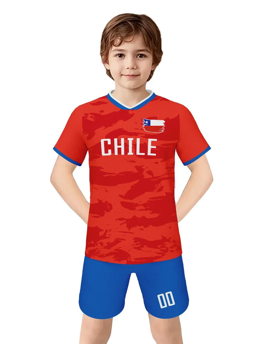 Custom Chile Soccer Jerseys for Kids Personalized Soccer Uniforms with Name Number Football Shirts Shorts Set for Boys Girls