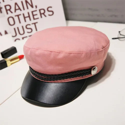 New Berets for Women Military Hat Autumn Sailor Hat for Women Men Black Grey Flat Top Female Travel Cadet Hat Captain Cap