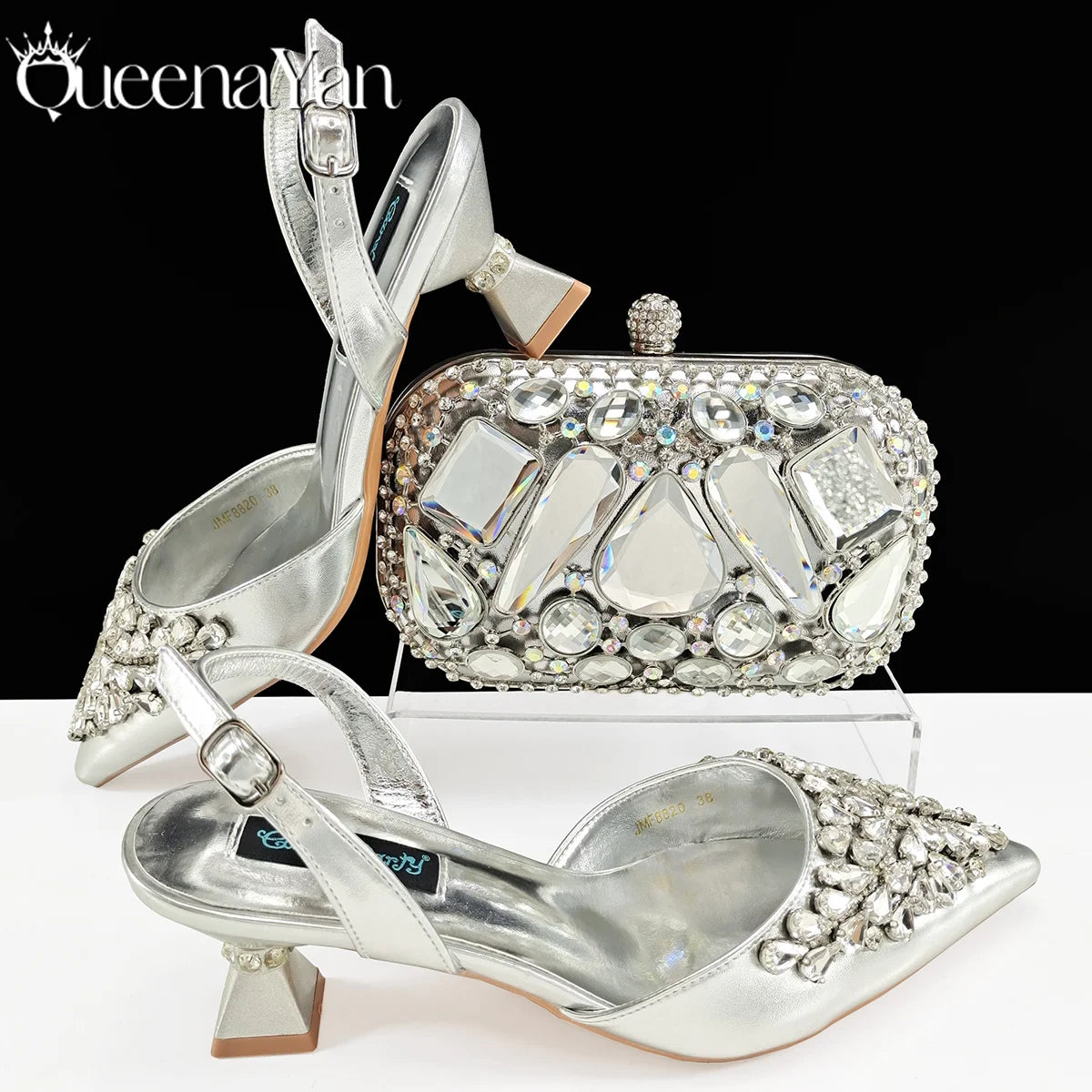Italian Shoes and Handbags Accessory Set with Rhinestone Metal Embellishments Wedding Shoes Bridal Shoes Designer