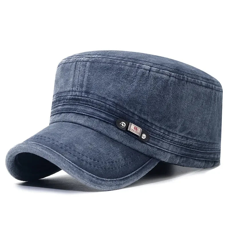 New Washed Hat Made Old Cotton Flat Top Autumn And Winter Peaked Hat Outdoor Breathable Faded Visor Hat Men