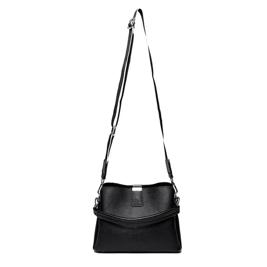 100% cowhide Bag Casual Women Hobos Handbags Bucket Bags New Women's Fashion Handbags Retro Solid Color Leather Shoulder wallet