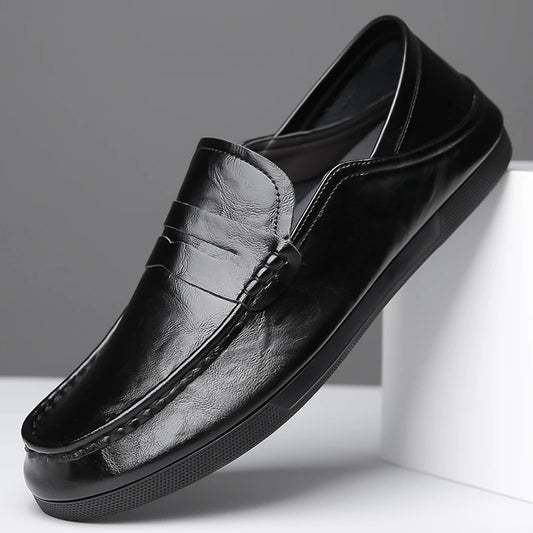 Genuine Leather Men Loafers Comfortable Mens Casual Shoes Luxury Brand Man Formal Dress Shoes Breathable Slip on Boat Shoes