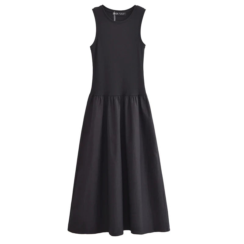 Knitted Dresses 2025 Woman Sleeveless Black Long Dress Women Bodycon Summer Solid Dresses One Pieces Midi Casual Dresses