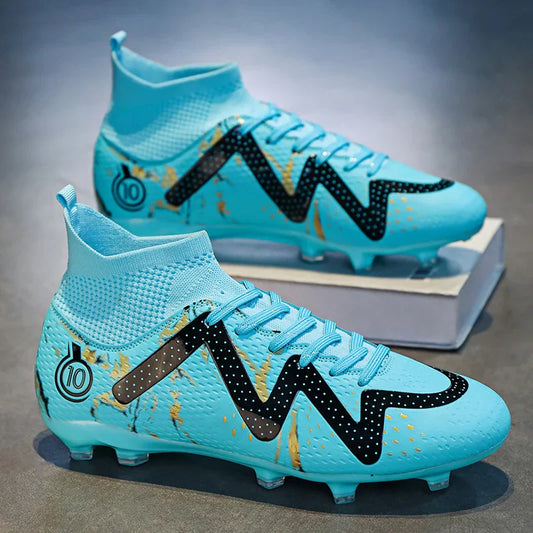 Adult Professional FG/TF Soccer Shoes Non-Slip Long Spike Football Boots Young Kids High Ankle Cleats Grass Soccer Sneakers 
