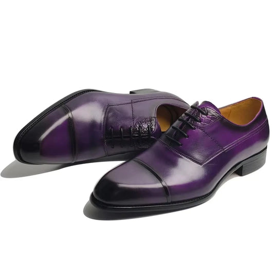 New Fashion Men Dress Shoes Purple Oxfords Comfortable Elegant Formal Business Lace-up Pointed Design Sapatos Sociais Masculinos