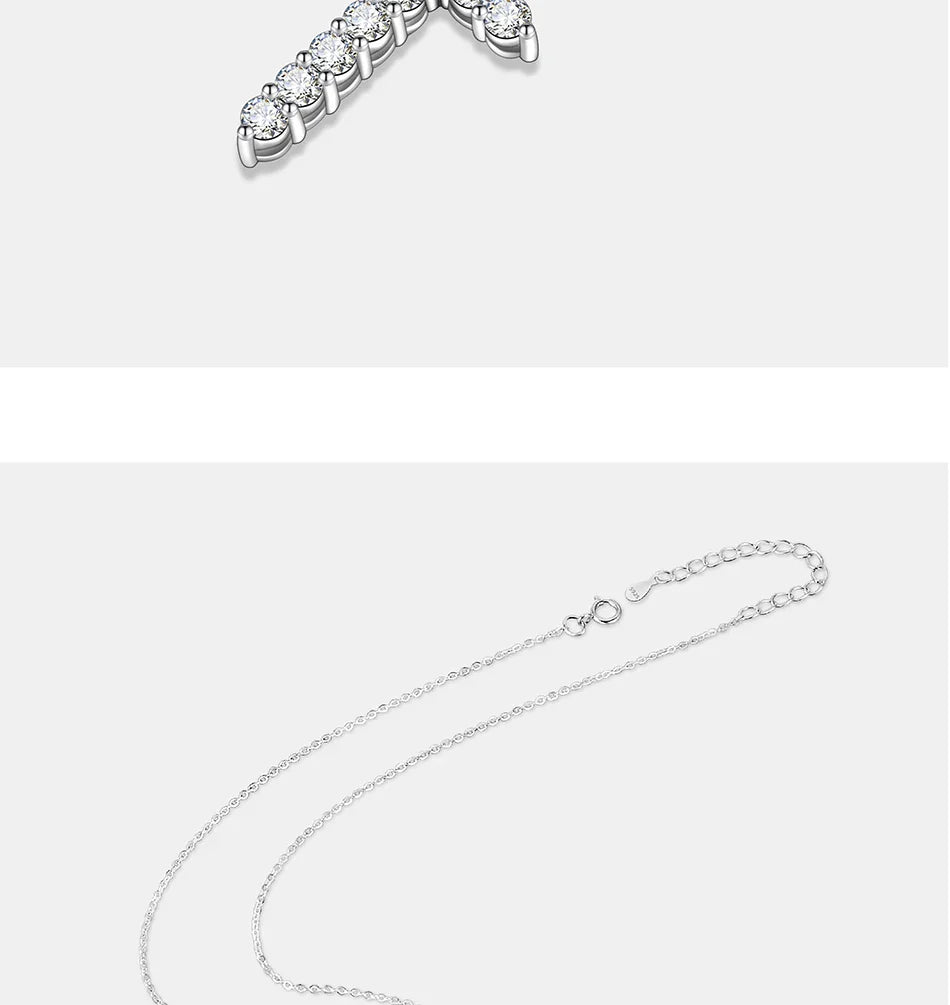 All Moissanite Necklace for Women S925 Pure Silver Cross Design Pendant Laboratory Certified Diamond Fashion Jewelry