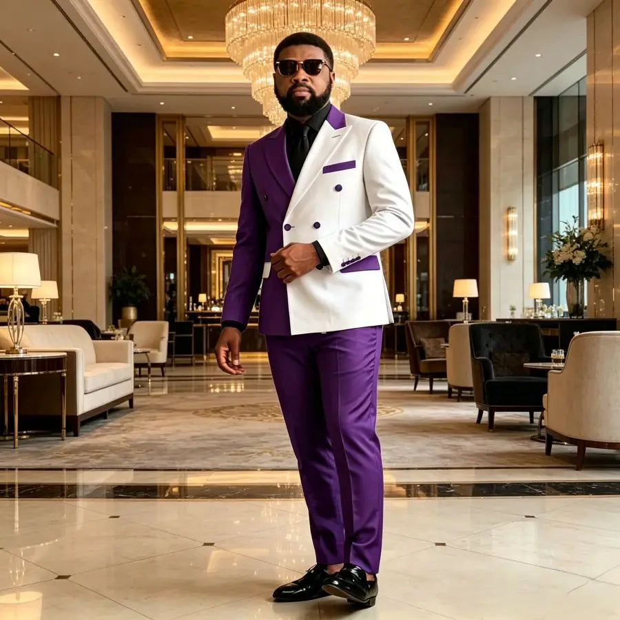 Double Breasted Wedding Suits for Man 2 Pieces Groom Tuxedo Slim Fit Formal Blazer Pants Set for Men Party Prom New Arrival 2026