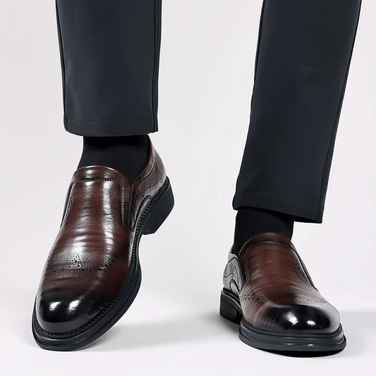 British Style Brand Men's Dress Shoes Fashion Patent Leather Men Business Flat Shoes Breathable Men Formal Office Working Shoes