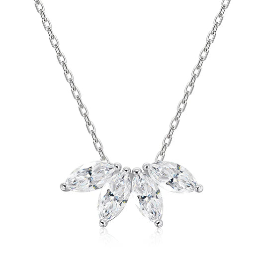 2CTTW 4*8mm Marquise Cut Full Moissanite Pendant Necklace for Women Flower Lab Diamond Wedding Pure 925 Silver Jewelry