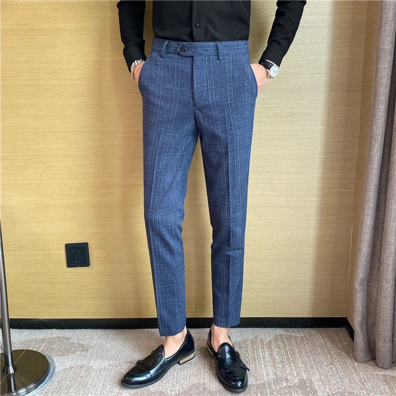Spring and Autumn Checked Trousers for Men Are Trendy, Fashionable, Cool and Versatile, as Well as for Business and Casual Wear