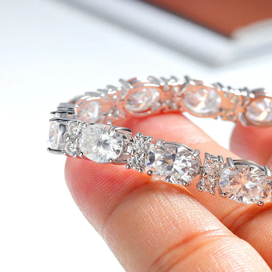Bracelets tennis en moissanite taille ovale de luxe en argent sterling 925, testés, diamants de laboratoire, chaîne de main, bijoux de mariage