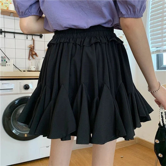 Summer Ball Gown White Mini Skirts Women 2024 Casual High Waist Ruffles Faldas Korean Bow Harajuku Y2k Micro Tennis Skirt Black