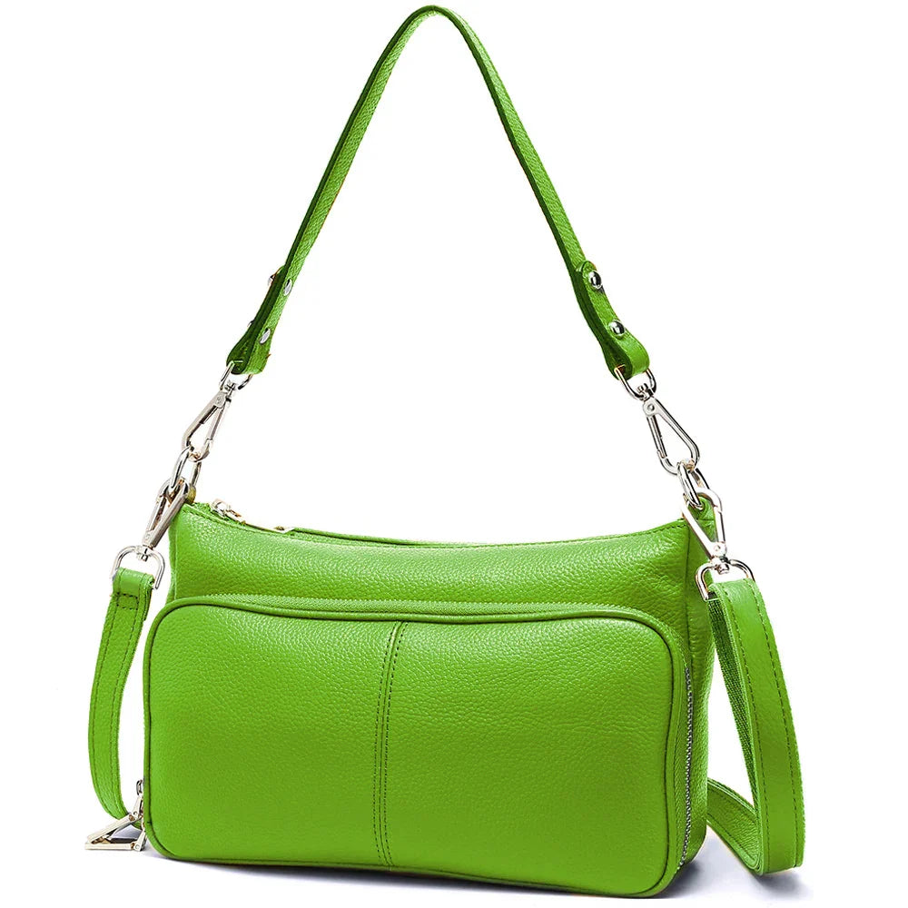 Women's Handbag 100% Genuine Leather Ladies Shoulder Crossbody Messenger Bag Fashion Hobos Black High Quality