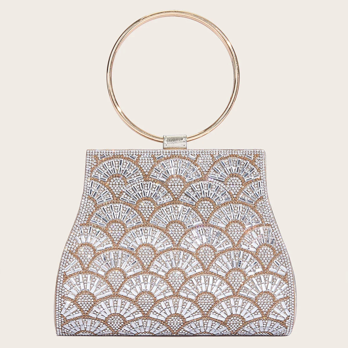 Banquet Bag Wedding Fashion Handbag Silver Artificial Leather Handmade Diamond Chain Bag for Women