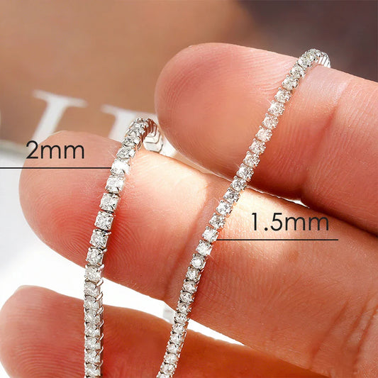 Bracelets Tennis Moissanite 1,5/2/3mm pour Femme Argent Sterling 925 Plaqué Or Blanc 18k Certifié GRA Bracelet Délicat