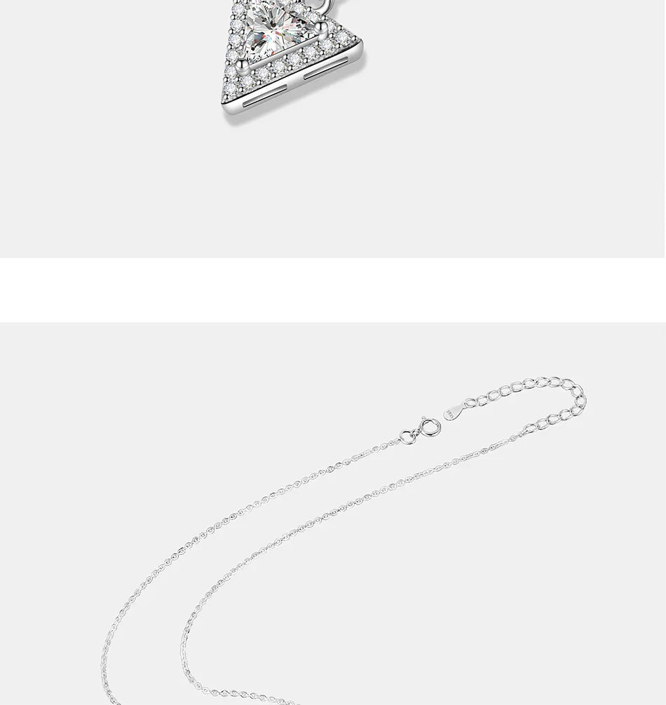 0.5/1CT Triangular Moissanite Necklace for Women S925 Pure Silver Laboratory Diamond Pendant Fashion Jewelry Party Gift