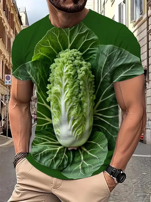 Funny Cabbage Lettuce T-Shirts Vegetable 3D Print Men Women Short Sleeve T Shirt Harajuku Y2K Tops Oversized Tees Men's Clothing