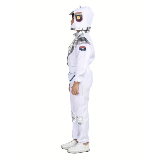 Boy's Cartoon Astronaut Cosplay Costume, Halloween Dress Up One-piece Jumpsuit & Hat, Kid's Dress Up Outfit For Carnival Party