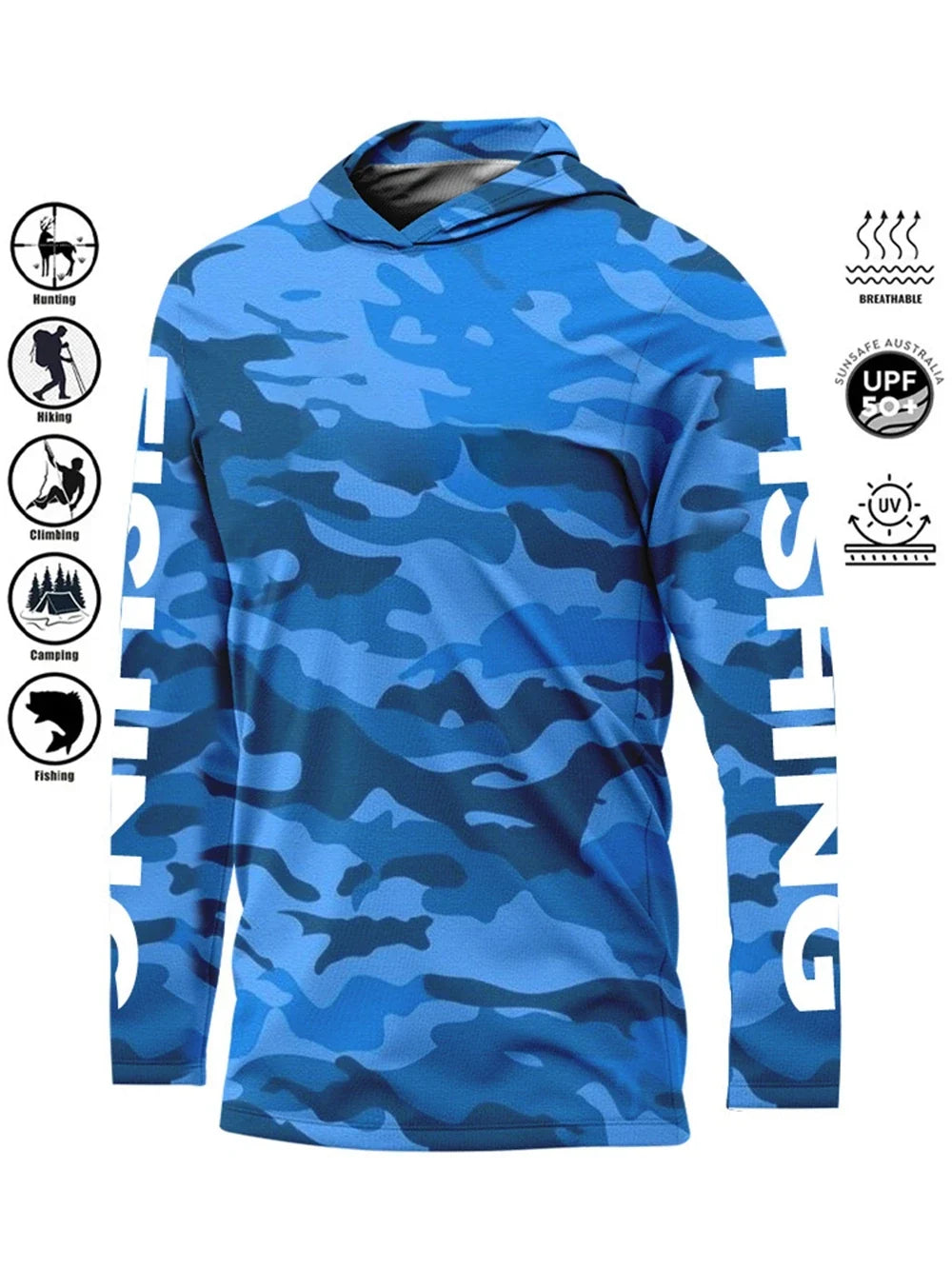Hood Fishing Shirt Fishing Apparel Men long sleeve fishing t shirt uv protection