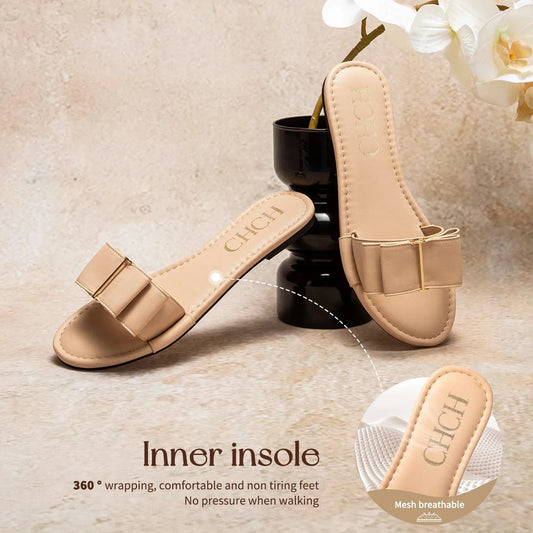 Women's Flat Shoes New Summer Bow Casual Slippers Black Commuting Woman Shoes