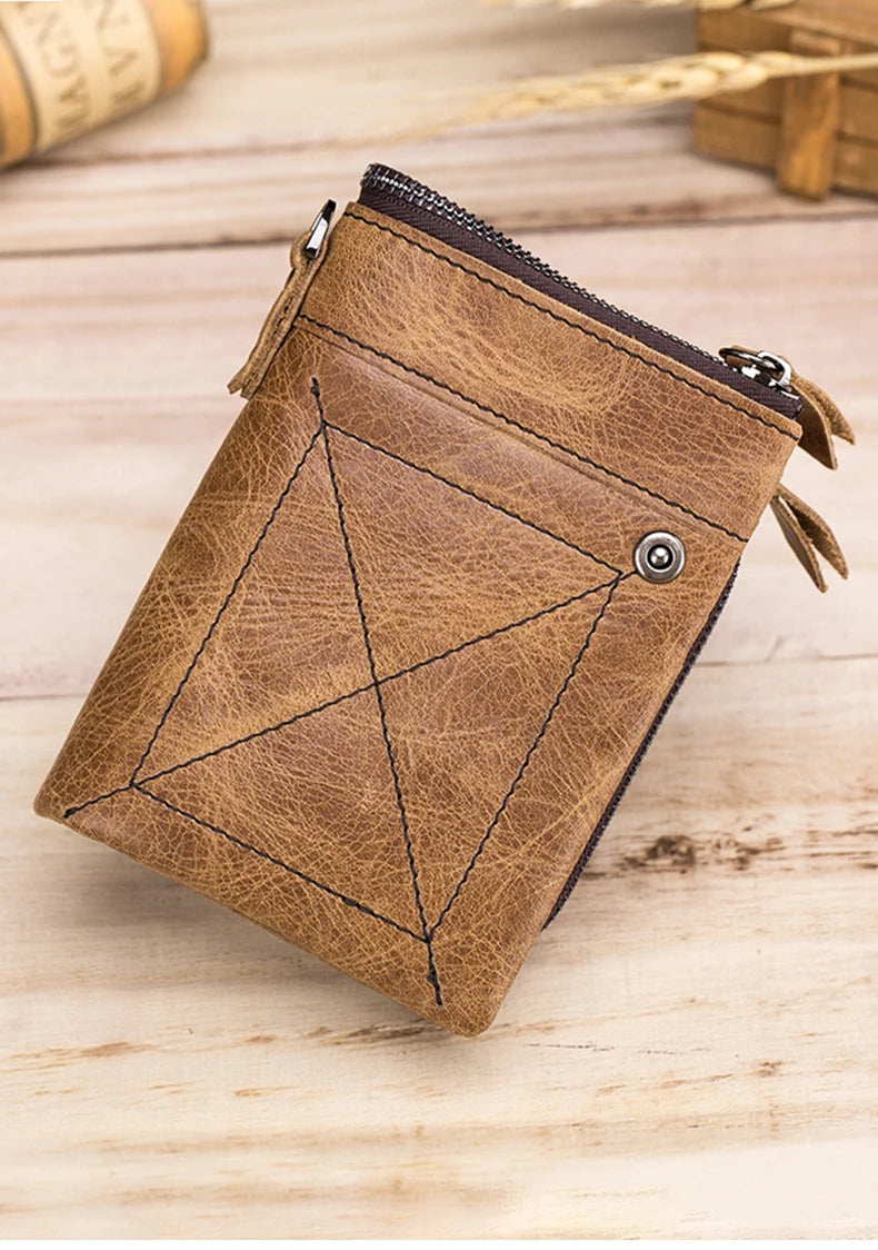 BULLCAPTAIN Portefeuille Homme Cuir Véritable Porte-Monnaie Court Petit Portefeuille Rétro Marque Haute RFID Nouveau Portefeuille Court