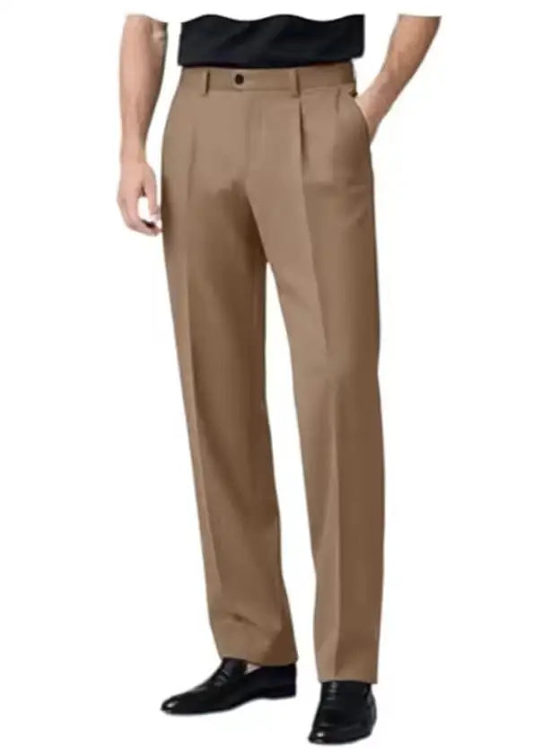Men's Dress Pants Premium Chinos Business Pleated Wide-Leg Versatile Formal Casual Trousers Daily Office Banquet Wedding Summer