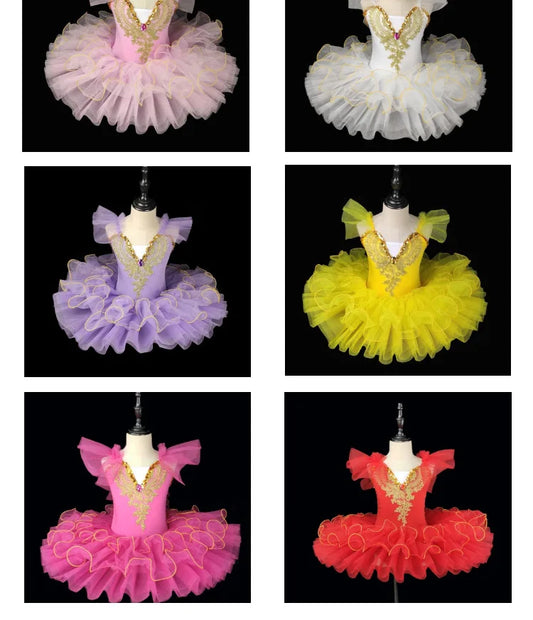 Summer Stage Ballet Dance Dress Girls Performance Tutu Kids Clothes Vestido Girl Mesh Princess Dress for Children's Day