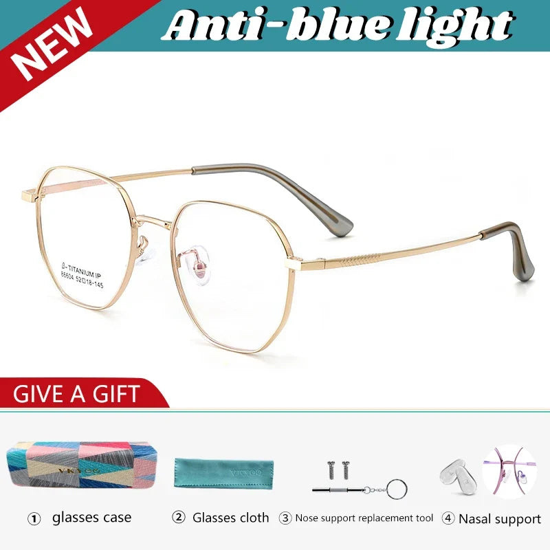 New Retro Simple Fashion Eyeglass Frames Semi Titanium Myopia Anti-Blue Light Glasses Customizable Prescription 86604