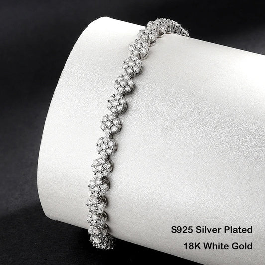 Bracelet de tennis en moissanite de couleur D de 1,5 mm avec motif floral pour femme, en argent 925, certifié GRA, cadeau de mariage pour mariée