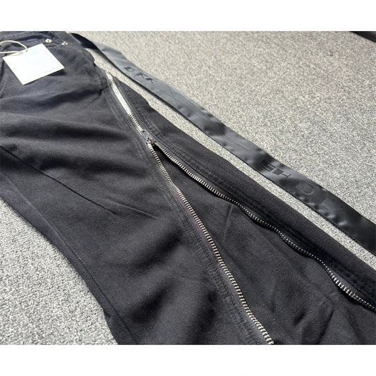 High Street RO Style Jeans Pants Men's Five Star Mang Ribbon Rotating Large Zipper Floor Pulling Horn Denim Streetwear Pants
