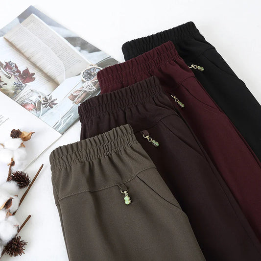 2025 Autumn Fashion Pants Brand Elastic Waist Size Women's Plus Size Thin Pants Casual Office Outdoor Pants