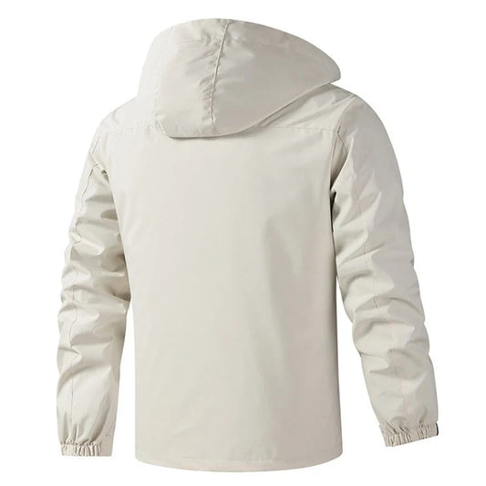 Hooded Waterproof Jacket Men Outdoor Softshell Zip Up Outwear Windbreaker Hiking Camping Coats Lightweight Spring Autumn Coats