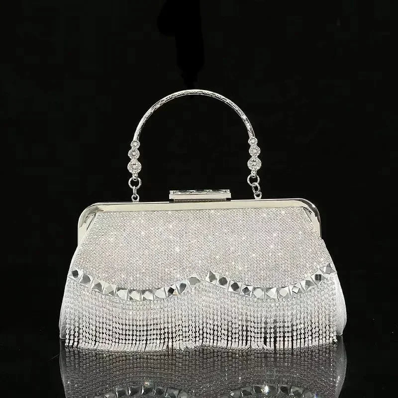 Gorgeous and Shiny Diamonds Rhinestones Tassels Handle Evening Bags for Party and Wedding Clutch Purse Designer Bags Handbags