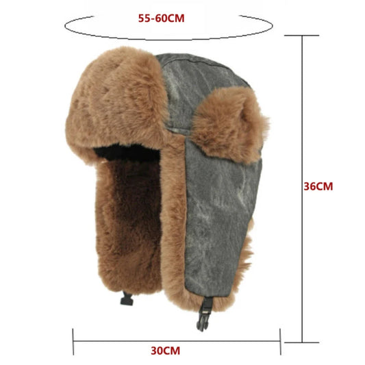 Russian Hat Thick Warm Winter Hats for Men Women Fluffy Fur Russian Hat Male Female Ski Earflap Cap Windproof Bomber Hat