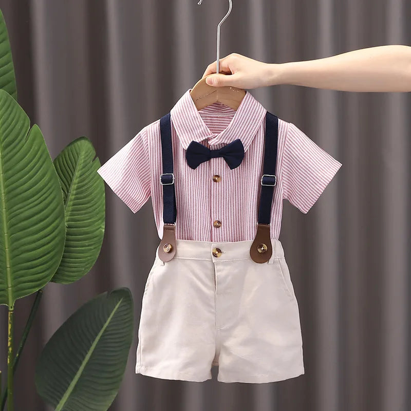 New Summer Baby Boys Clothes Suit Children Short Sleeved Shirt Shorts 2Pcs/Sets Infant Striped Casual Costume Kids Tracksuits