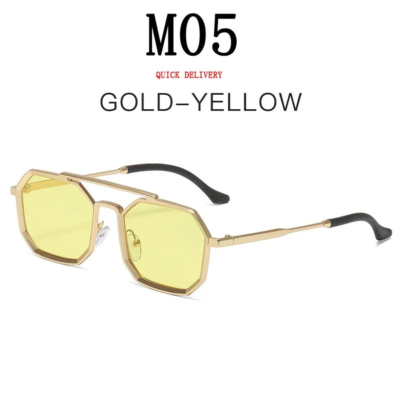Metal Sunglasses For Men Vintage Square Sunglasses Women Trendy Luxe Fashion Sun Glasses Steampunk Shades Gafas De Sol Hombre