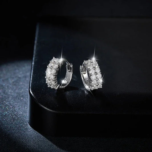 Full Moissanite Stud Earrings For Women 925 Sterling Earring Hoops Silver Sparkling Fine Jewelry Gifts with Certificate