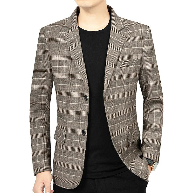 Brand 2026 Spring Stripe Suits Men 2 Button Autumn Business Elegant Man Jacket Fashion New in Suits Blazers Men