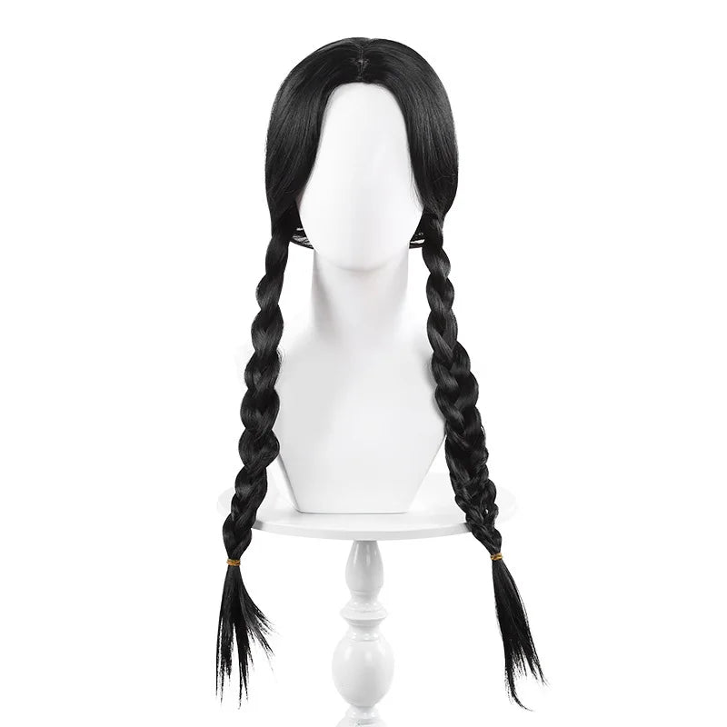 Girl Addams Family Halloween Cosplay Costume Girls Gray Purple Wednesday Addams Uniform Suit Skirts Wig Hand Wednesday Clothes