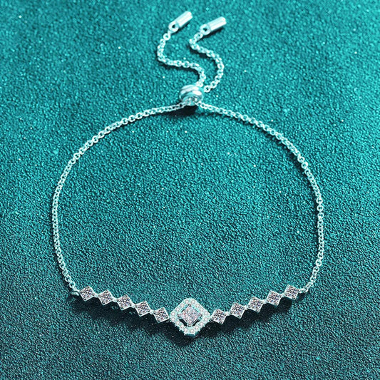 Bracelets 3*3mm 0.7cttw en Moissanite pour femmes, coupe princesse carrée, chaîne de luxe, en argent sterling S925, bijoux de gros