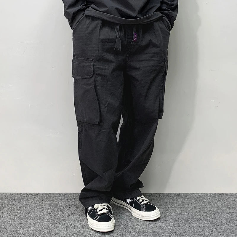 High Quality Cotton Cargo Pants Mens Clothing Plus Size Casual Pants Japanese Harajuku Casual Tactical Joggers Baggy Trousers