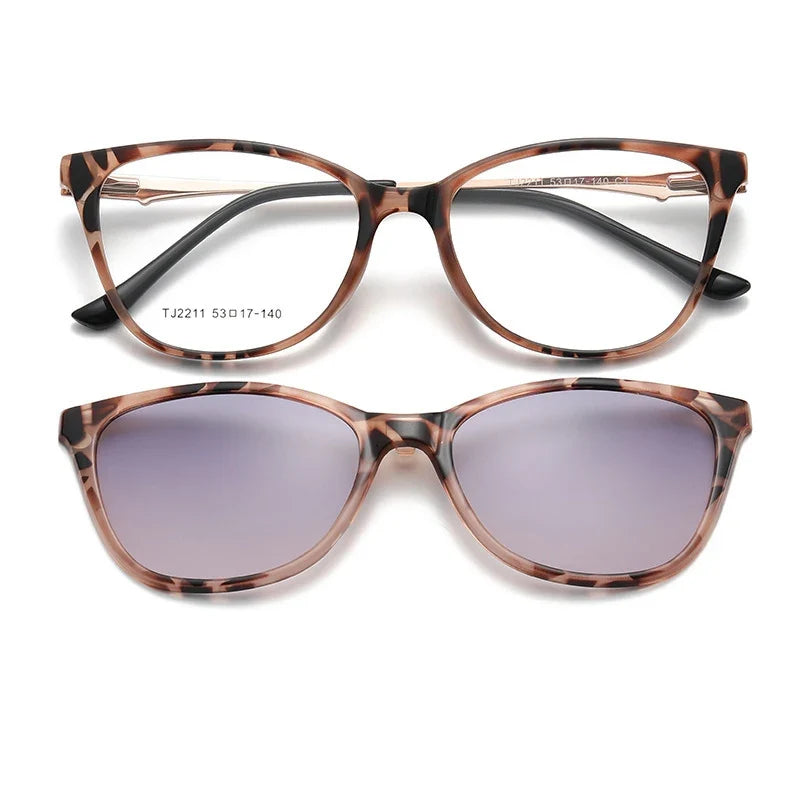 New Women's Cat Eye Polarized Sunglasses with Magnetic Clip Customizable Myopia Prescription Lens Reading Glasses