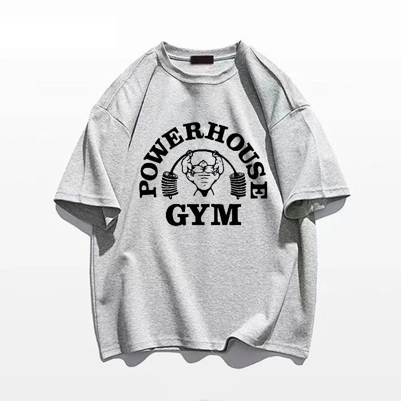 Powerhouse Gym Print T-Shirts Spring Summer Women Daily Casual Loose Cotton Clothing Harajuku Letter Appliques Women Tees